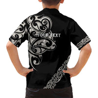 All Black Maori Tribal Tattoo Personalised Family Matching Short Sleeve Bodycon Dress and Hawaiian Shirt Stone Gray Polynesian Style LT9 - Polynesian Pride