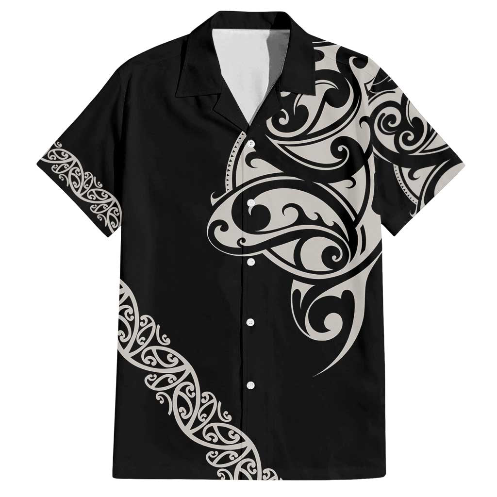 All Black Maori Tribal Tattoo Personalised Family Matching Summer Maxi Dress and Hawaiian Shirt Stone Gray Polynesian Style LT9 Dad's Shirt - Short Sleeve Gray - Polynesian Pride