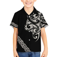 All Black Maori Tribal Tattoo Personalised Family Matching Summer Maxi Dress and Hawaiian Shirt Stone Gray Polynesian Style LT9 Son's Shirt Gray - Polynesian Pride