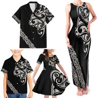 All Black Maori Tribal Tattoo Personalised Family Matching Tank Maxi Dress and Hawaiian Shirt Stone Gray Polynesian Style LT9 - Polynesian Pride