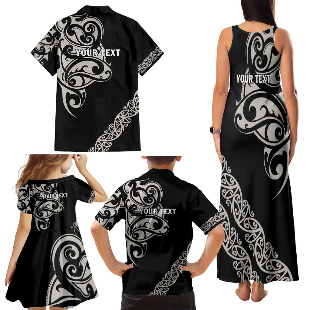 All Black Maori Tribal Tattoo Personalised Family Matching Tank Maxi Dress and Hawaiian Shirt Stone Gray Polynesian Style LT9 - Polynesian Pride