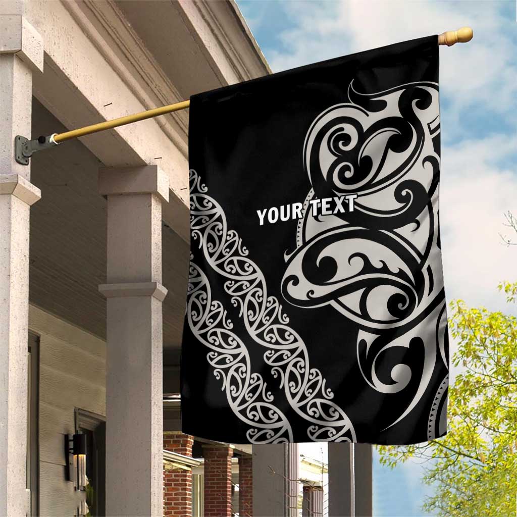 All Black Maori Tribal Tattoo Personalised Garden Flag Stone Gray Polynesian Style - Polynesian Pride