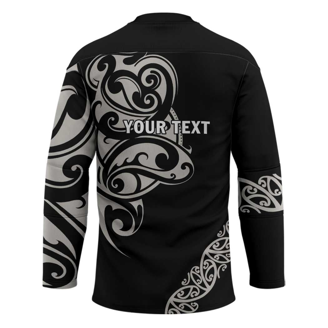 All Black Maori Tribal Tattoo Personalised Hockey Jersey Stone Gray Polynesian Style - Polynesian Pride