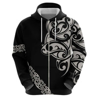 All Black Maori Tribal Tattoo Personalised Hoodie Stone Gray Polynesian Style - Polynesian Pride