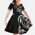 All Black Maori Tribal Tattoo Personalised Kid Short Sleeve Dress Stone Gray Polynesian Style - Polynesian Pride