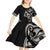 All Black Maori Tribal Tattoo Personalised Kid Short Sleeve Dress Stone Gray Polynesian Style - Polynesian Pride