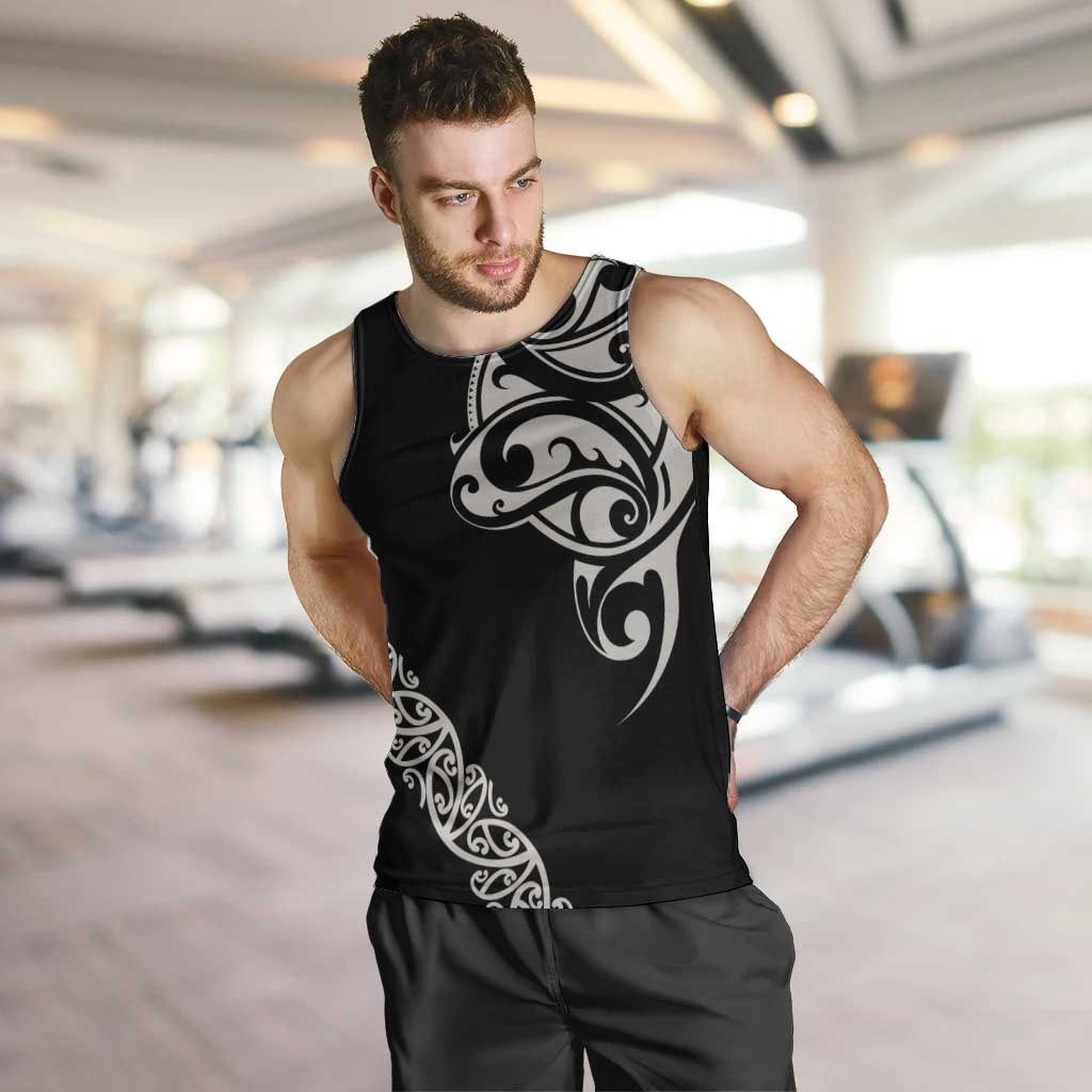 All Black Maori Tribal Tattoo Personalised Men Tank Top Stone Gray Polynesian Style - Polynesian Pride