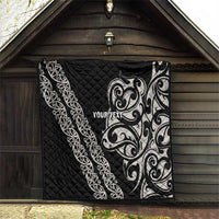 All Black Maori Tribal Tattoo Personalised Quilt Stone Gray Polynesian Style - Polynesian Pride