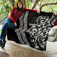 All Black Maori Tribal Tattoo Personalised Quilt Stone Gray Polynesian Style - Polynesian Pride