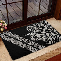 All Black Maori Tribal Tattoo Personalised Rubber Doormat Stone Gray Polynesian Style - Polynesian Pride