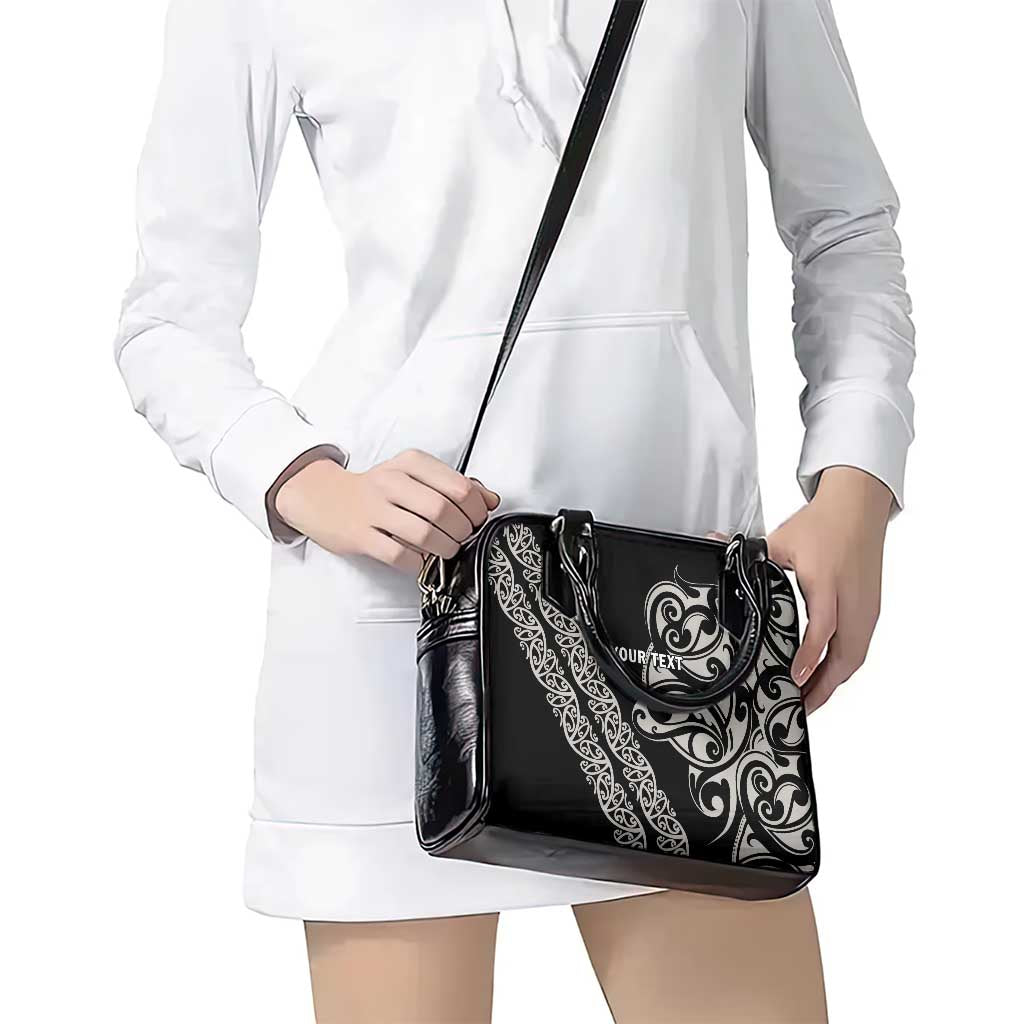 All Black Maori Tribal Tattoo Personalised Shoulder Handbag Stone Gray Polynesian Style - Polynesian Pride