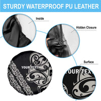 All Black Maori Tribal Tattoo Personalised Spare Tire Cover Stone Gray Polynesian Style - Polynesian Pride