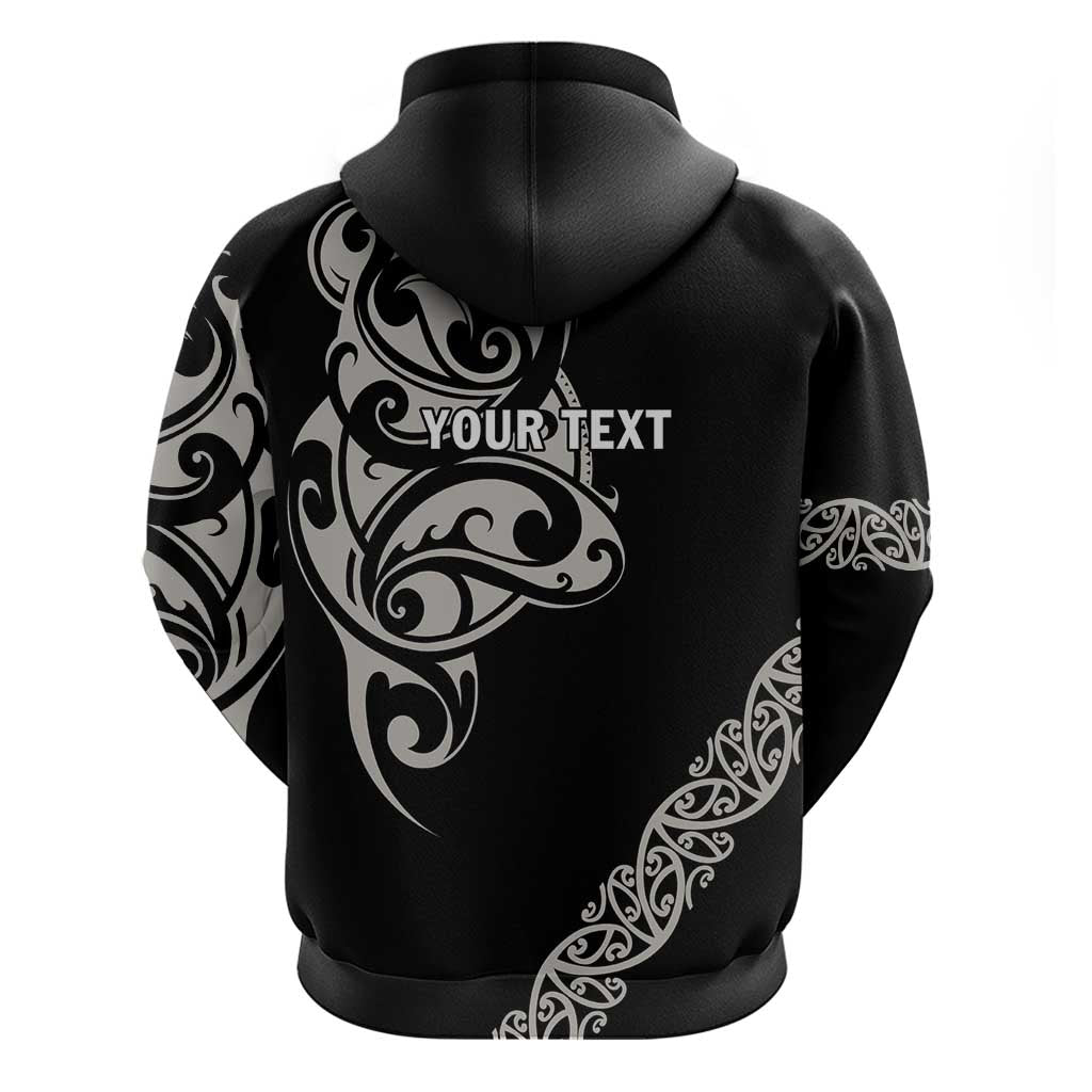 All Black Maori Tribal Tattoo Personalised Zip Hoodie Stone Gray Polynesian Style - Polynesian Pride