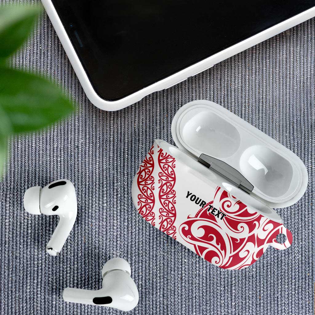 All White Maori Tribal Tattoo Personalised AirPods Case Classic Red Polynesian Style - Polynesian Pride