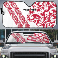 All White Maori Tribal Tattoo Personalised Auto Sun Shade Classic Red Polynesian Style LT9 Red - Polynesian Pride