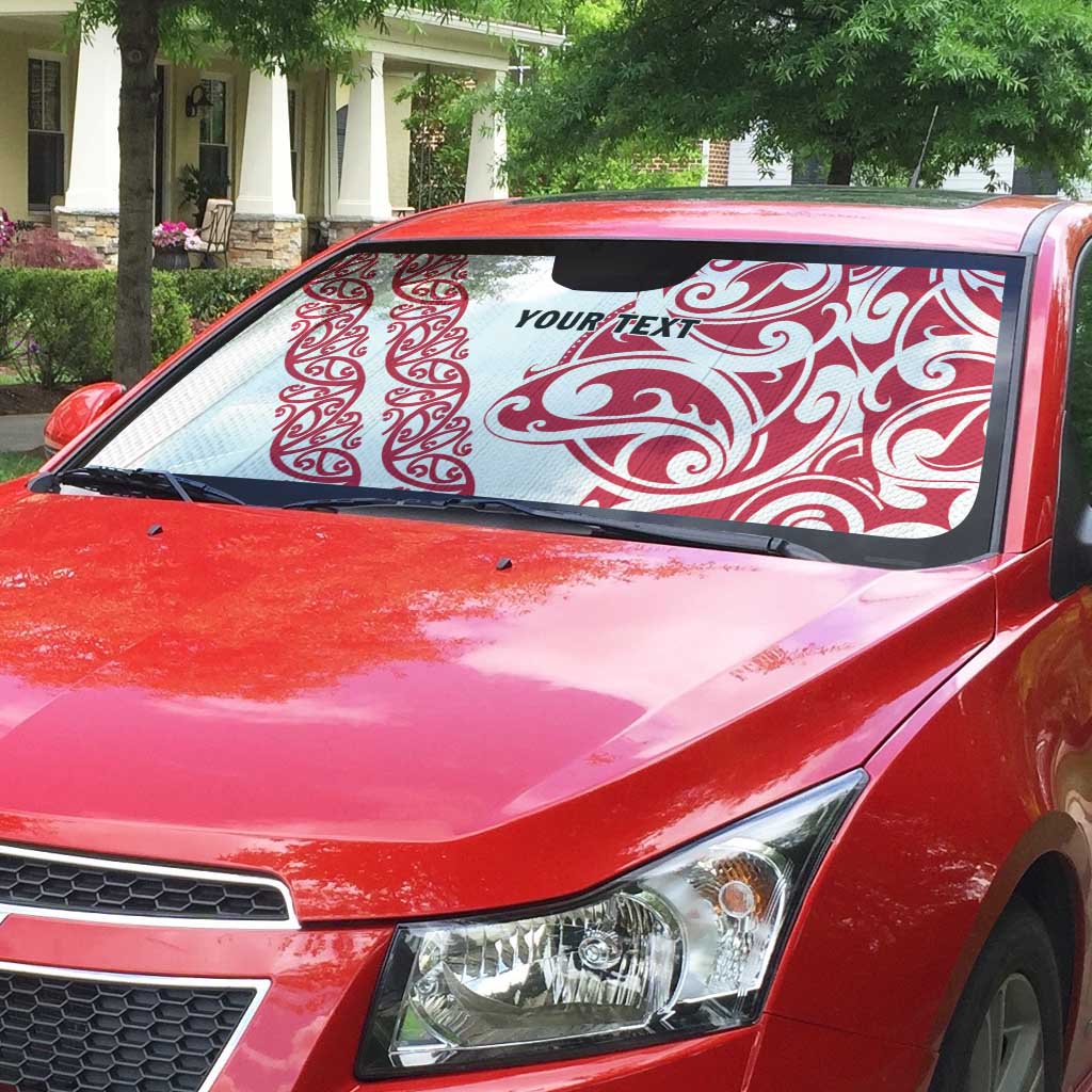 All White Maori Tribal Tattoo Personalised Auto Sun Shade Classic Red Polynesian Style LT9 - Polynesian Pride