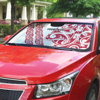 All White Maori Tribal Tattoo Personalised Auto Sun Shade Classic Red Polynesian Style LT9 - Polynesian Pride
