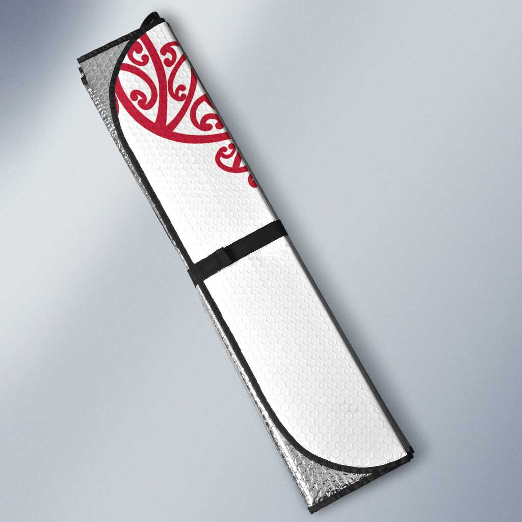 All White Maori Tribal Tattoo Personalised Auto Sun Shade Classic Red Polynesian Style LT9 - Polynesian Pride
