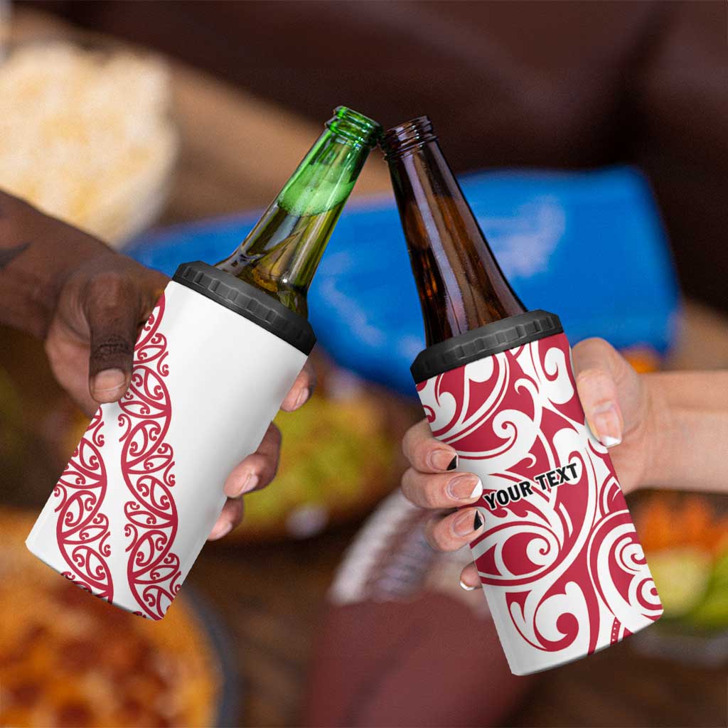 All White Maori Tribal Tattoo Personalised 4 in 1 Can Cooler Tumbler Classic Red Polynesian Style - Polynesian Pride