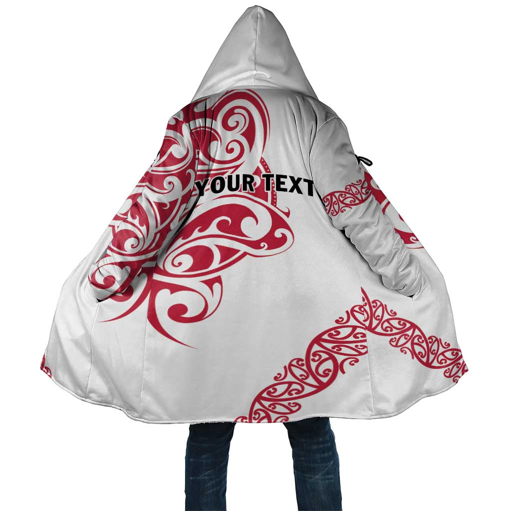 All White Maori Tribal Tattoo Personalised Cloak Classic Red Polynesian Style - Polynesian Pride