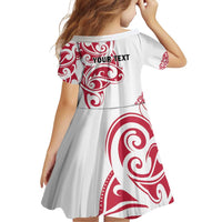All White Maori Tribal Tattoo Personalised Family Matching Off Shoulder Short Dress and Hawaiian Shirt Classic Red Polynesian Style LT9 - Polynesian Pride