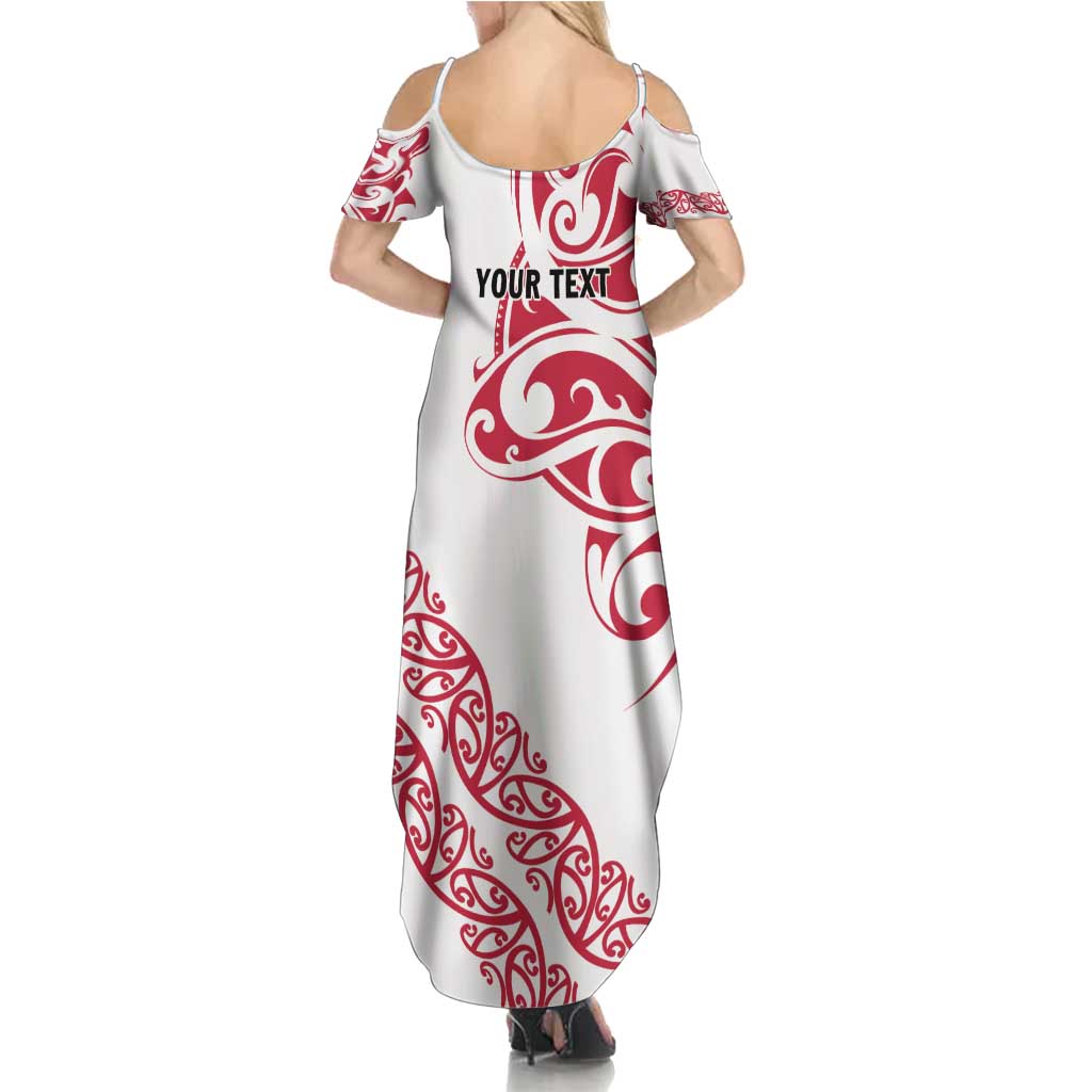 All White Maori Tribal Tattoo Personalised Family Matching Summer Maxi Dress and Hawaiian Shirt Classic Red Polynesian Style LT9 - Polynesian Pride