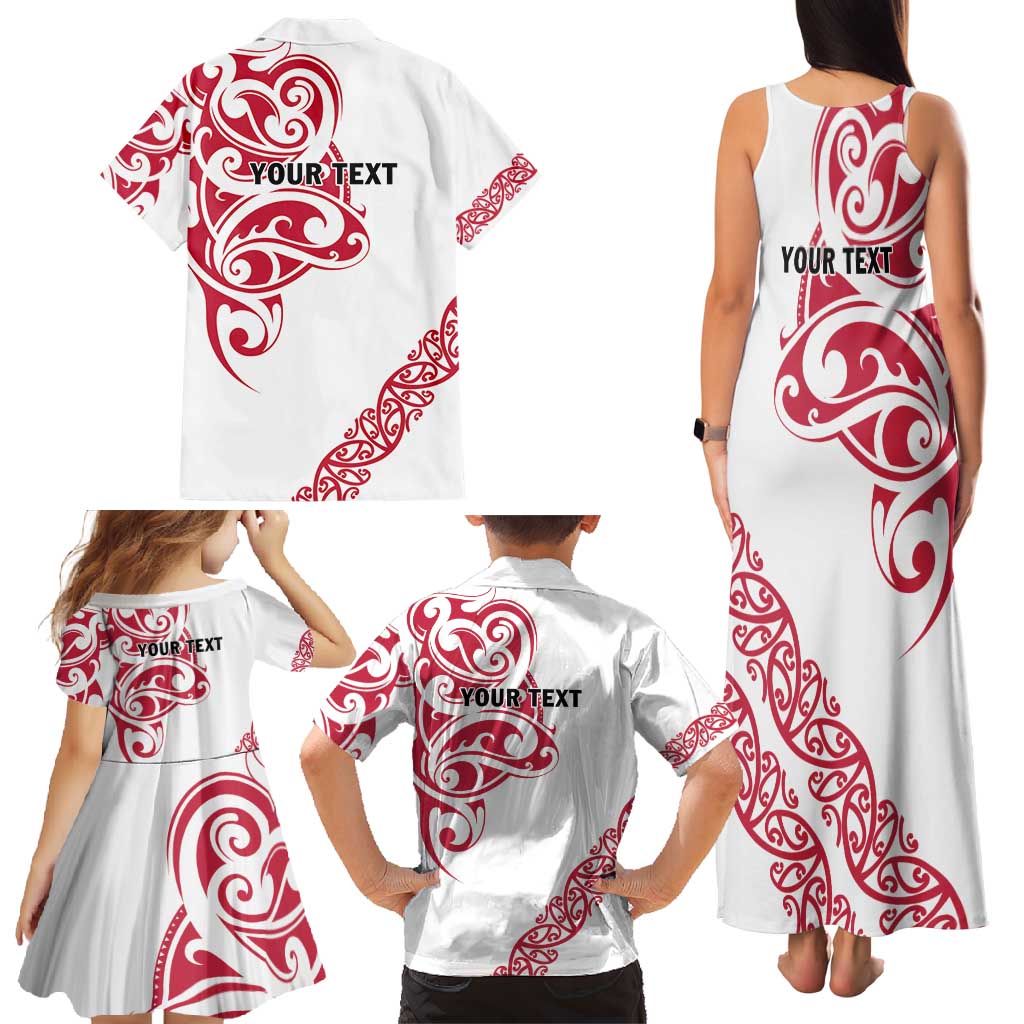 All White Maori Tribal Tattoo Personalised Family Matching Tank Maxi Dress and Hawaiian Shirt Classic Red Polynesian Style LT9 - Polynesian Pride