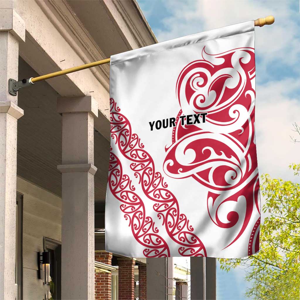 All White Maori Tribal Tattoo Personalised Garden Flag Classic Red Polynesian Style LT9 House Flag Red - Polynesian Pride