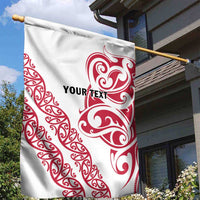 All White Maori Tribal Tattoo Personalised Garden Flag Classic Red Polynesian Style LT9 - Polynesian Pride