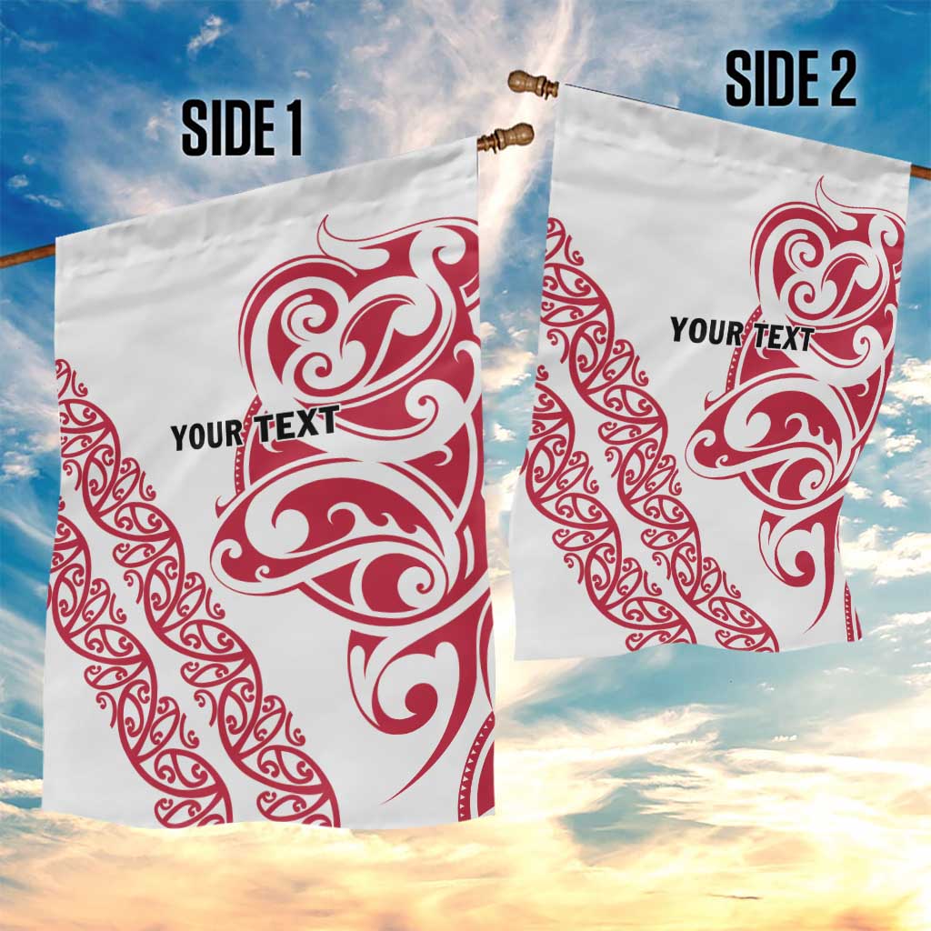 All White Maori Tribal Tattoo Personalised Garden Flag Classic Red Polynesian Style LT9 - Polynesian Pride