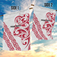 All White Maori Tribal Tattoo Personalised Garden Flag Classic Red Polynesian Style LT9 - Polynesian Pride