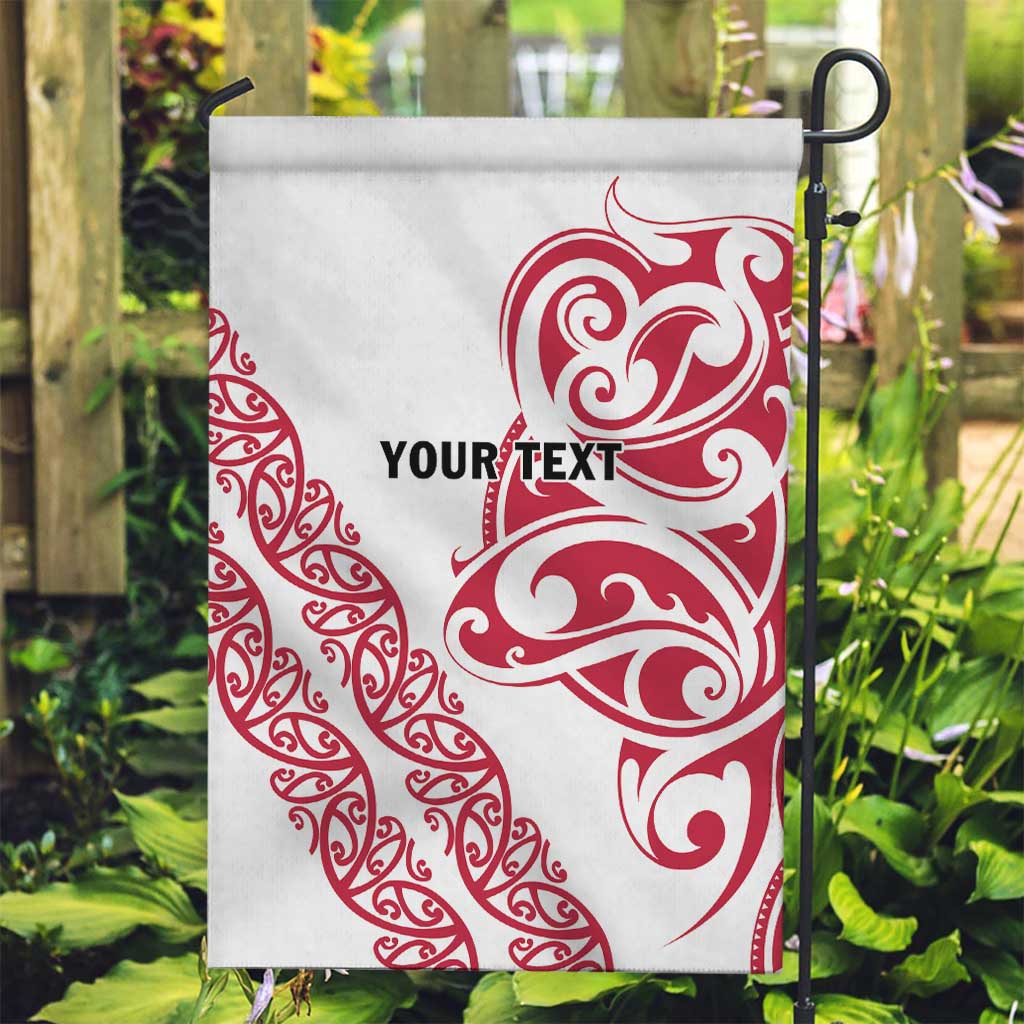 All White Maori Tribal Tattoo Personalised Garden Flag Classic Red Polynesian Style LT9 Garden Flag Red - Polynesian Pride