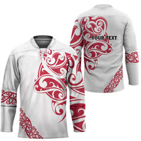 All White Maori Tribal Tattoo Personalised Hockey Jersey Classic Red Polynesian Style - Polynesian Pride