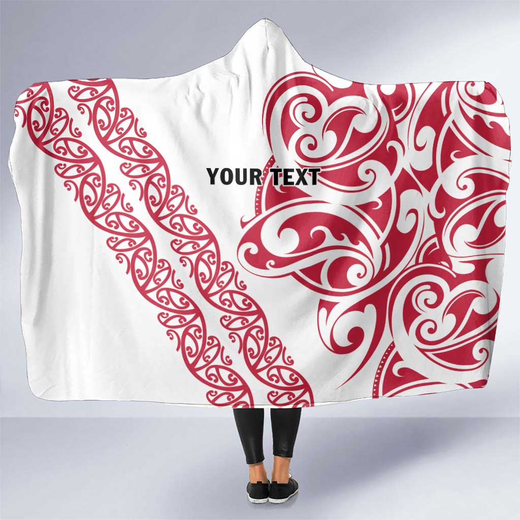All White Maori Tribal Tattoo Personalised Hooded Blanket Classic Red Polynesian Style LT9 One Size Red - Polynesian Pride