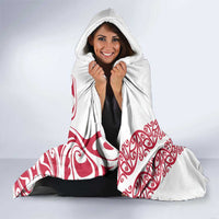All White Maori Tribal Tattoo Personalised Hooded Blanket Classic Red Polynesian Style LT9 - Polynesian Pride