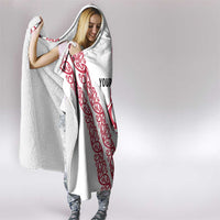 All White Maori Tribal Tattoo Personalised Hooded Blanket Classic Red Polynesian Style LT9 - Polynesian Pride