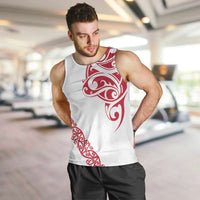 All White Maori Tribal Tattoo Personalised Men Tank Top Classic Red Polynesian Style LT9 Red - Polynesian Pride