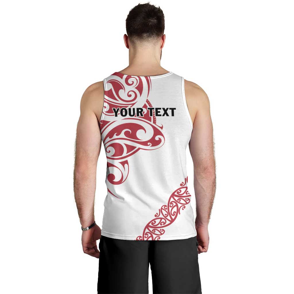 All White Maori Tribal Tattoo Personalised Men Tank Top Classic Red Polynesian Style LT9 - Polynesian Pride