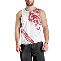 All White Maori Tribal Tattoo Personalised Men Tank Top Classic Red Polynesian Style LT9 - Polynesian Pride