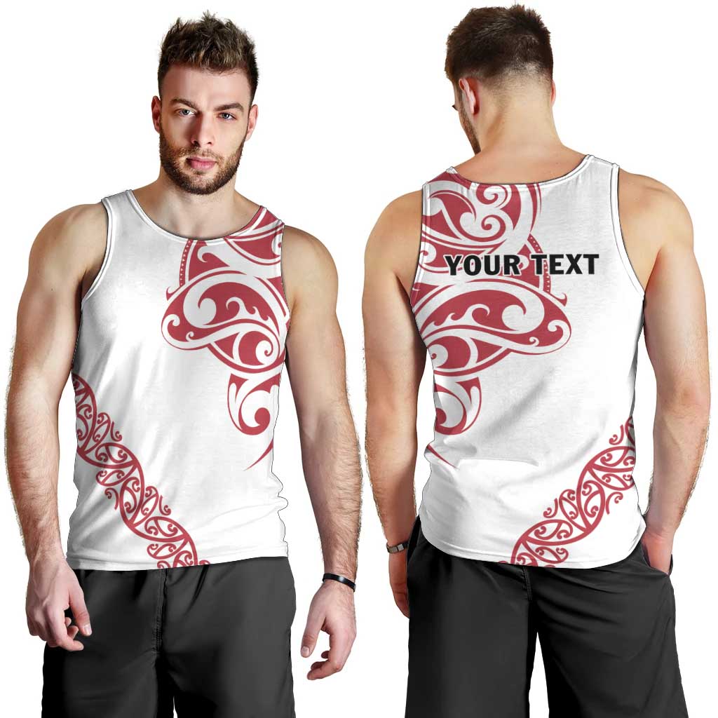 All White Maori Tribal Tattoo Personalised Men Tank Top Classic Red Polynesian Style LT9 - Polynesian Pride