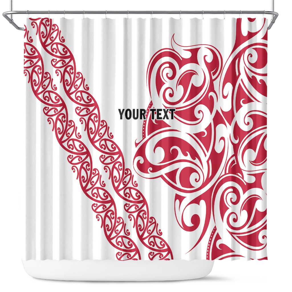 All White Maori Tribal Tattoo Personalised Shower Curtain Classic Red Polynesian Style - Polynesian Pride