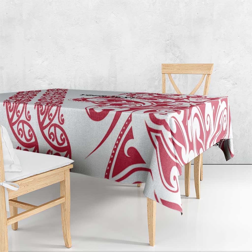 All White Maori Tribal Tattoo Personalised Tablecloth Classic Red Polynesian Style - Polynesian Pride