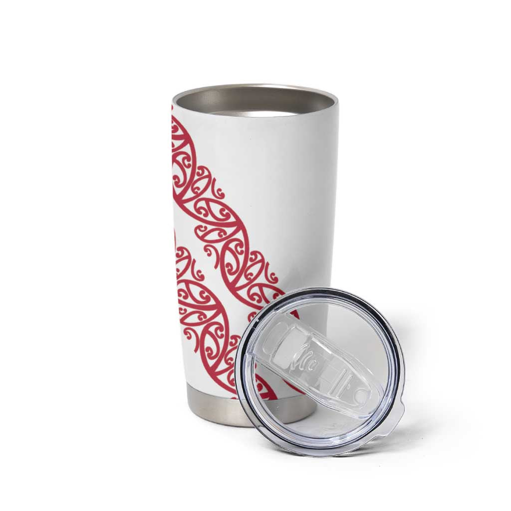 All White Maori Tribal Tattoo Personalised Tumbler Cup Classic Red Polynesian Style LT9 - Polynesian Pride