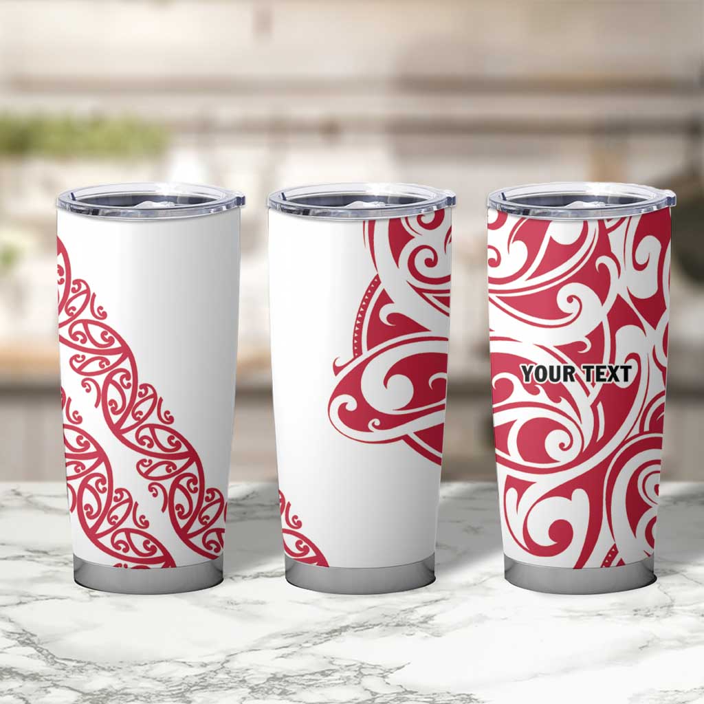 All White Maori Tribal Tattoo Personalised Tumbler Cup Classic Red Polynesian Style LT9 - Polynesian Pride