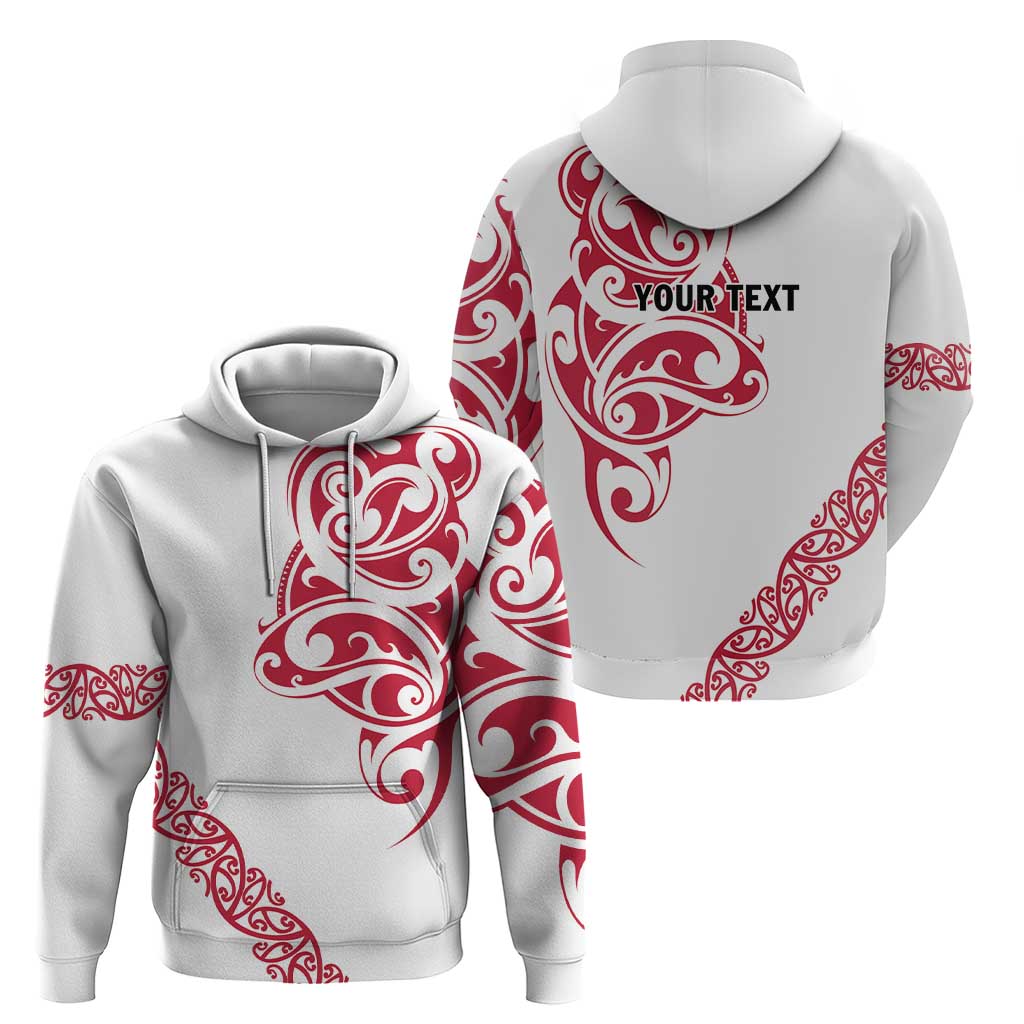 All White Maori Tribal Tattoo Personalised Zip Hoodie Classic Red Polynesian Style - Polynesian Pride