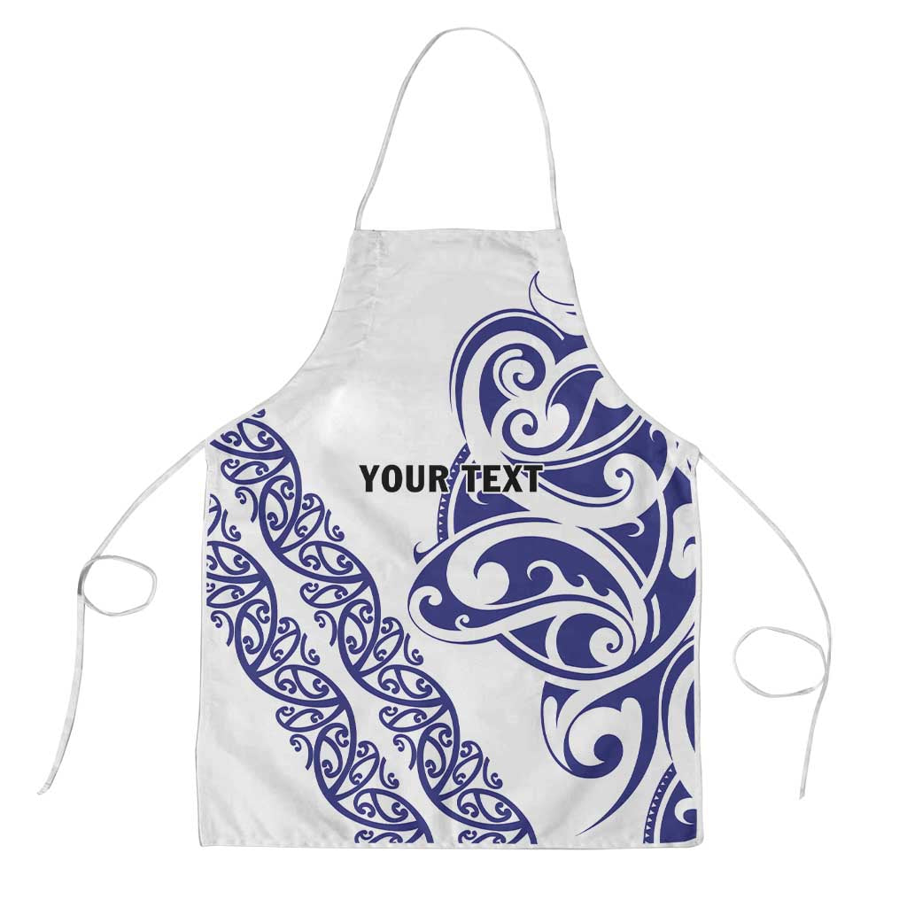 All White Maori Tribal Tattoo Personalised Apron Dark Blue Polynesian Style - Polynesian Pride