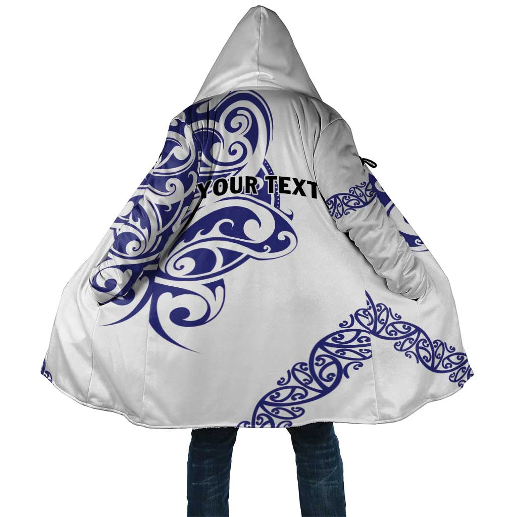 All White Maori Tribal Tattoo Personalised Cloak Dark Blue Polynesian Style - Polynesian Pride