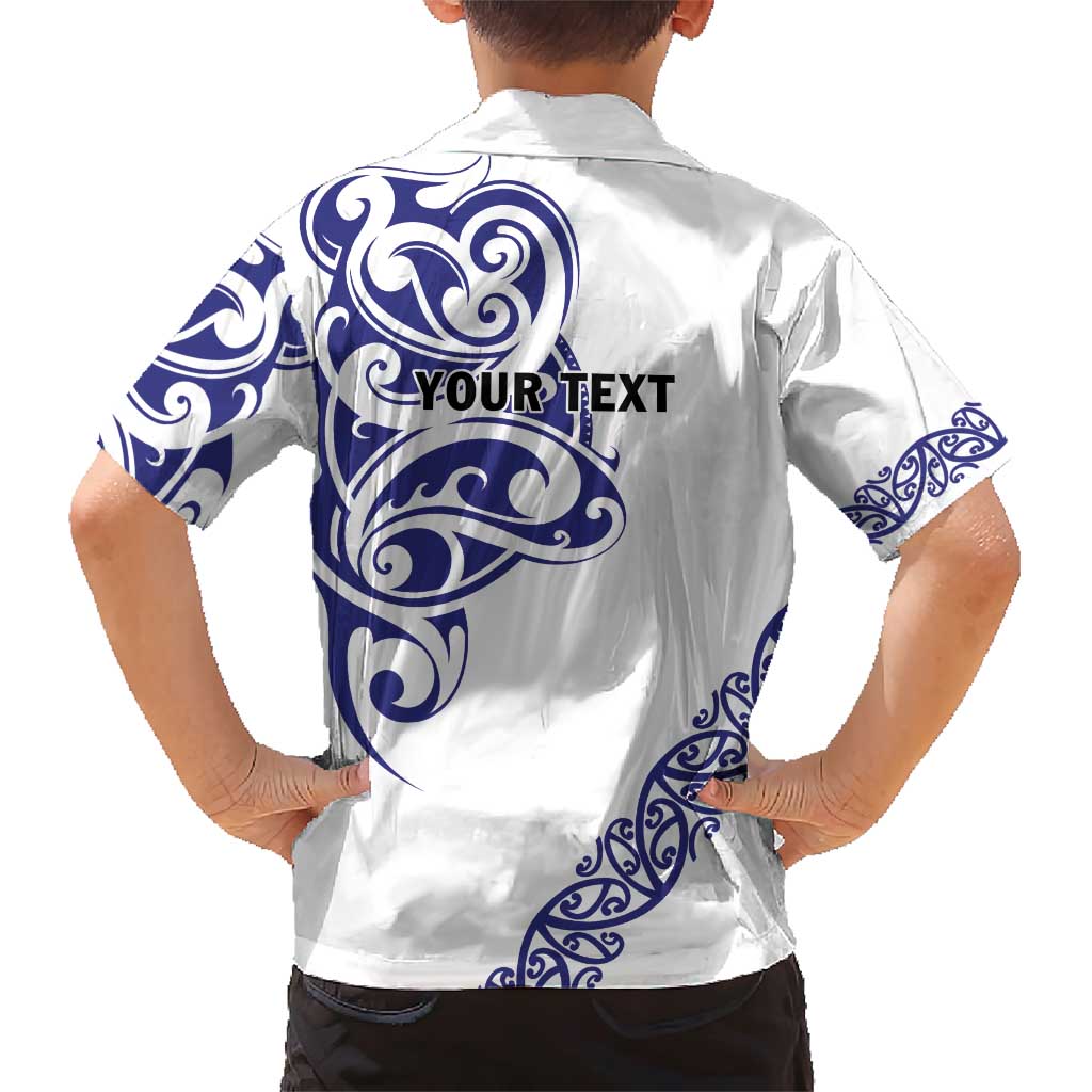 All White Maori Tribal Tattoo Personalised Family Matching Short Sleeve Bodycon Dress and Hawaiian Shirt Dark Blue Polynesian Style LT9 - Polynesian Pride