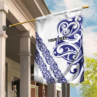 All White Maori Tribal Tattoo Personalised Garden Flag Dark Blue Polynesian Style LT9 House Flag Blue - Polynesian Pride