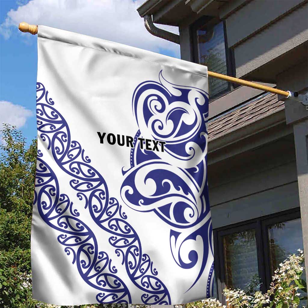 All White Maori Tribal Tattoo Personalised Garden Flag Dark Blue Polynesian Style LT9 - Polynesian Pride
